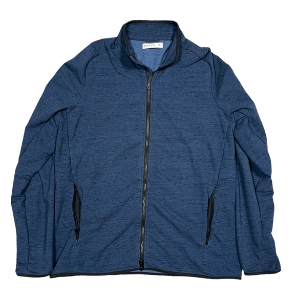 Hill City Tech Track Jacket Size Medium Men Heather Blue Lined Full Zip Size XL